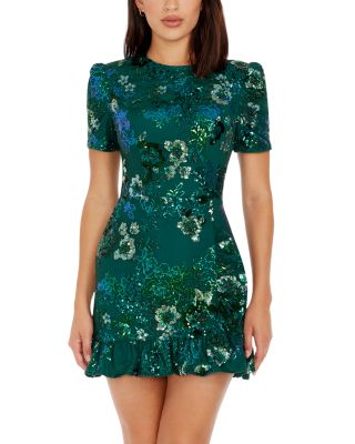 Brittany Floral Sequin Mini Dress