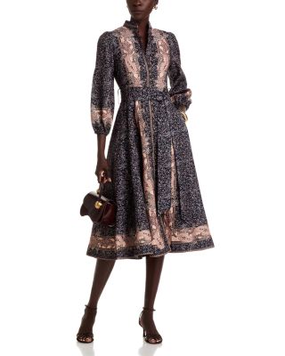 Mandarin Collar Midi Dress