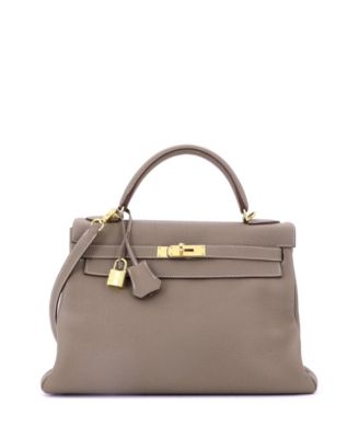 Pre-Owned HERMÈS - Kelly 32 Handbag Grey Togo with Gold Hardware