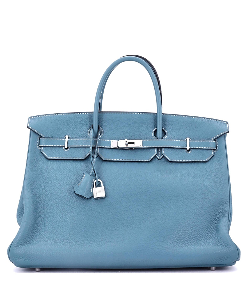 Pre-owned Pre-owned Hermes Hermes Birkin 40 Handbag Blue Clemence With Palladium Hardware