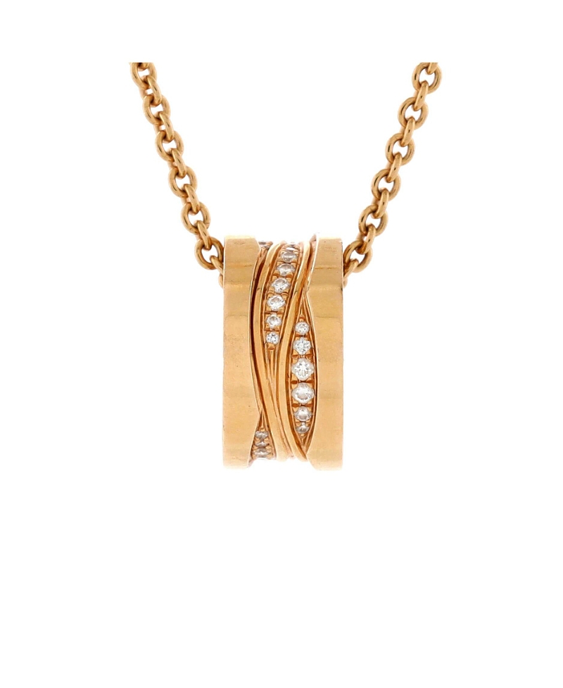 Pre-owned Pre-owned Bvlgari Bvlgari B. Zero1 Design Legend Zaha Hadid Pendant Necklace 18k Rose Gold With Diamonds