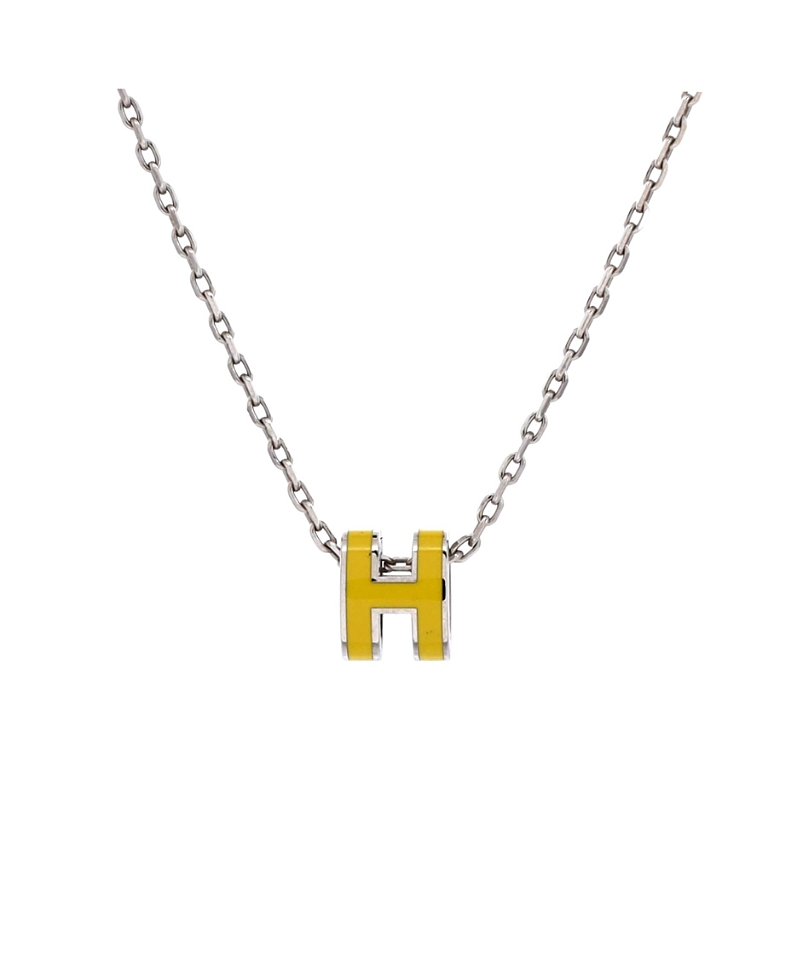 Pre-owned Pre-owned Hermes Hermes Mini Pop H Pendant Chain Necklace Metal And Enamel In Silver