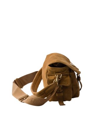 Explore Medium Suede Shoulder Bag With Flap