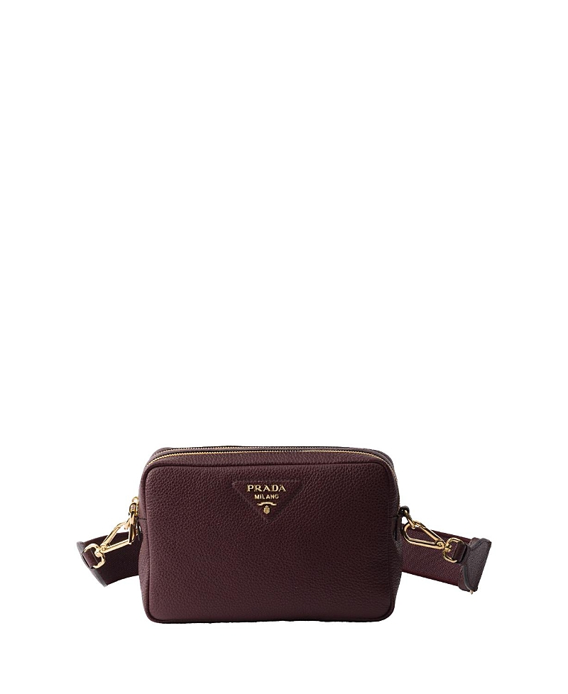 Prada Small Leather Shoulder Bag In Burgundy