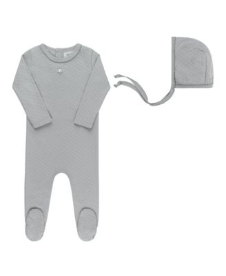  Unisex Heart and Star Button Pointelle Collection - Footie + Bonnet - Baby