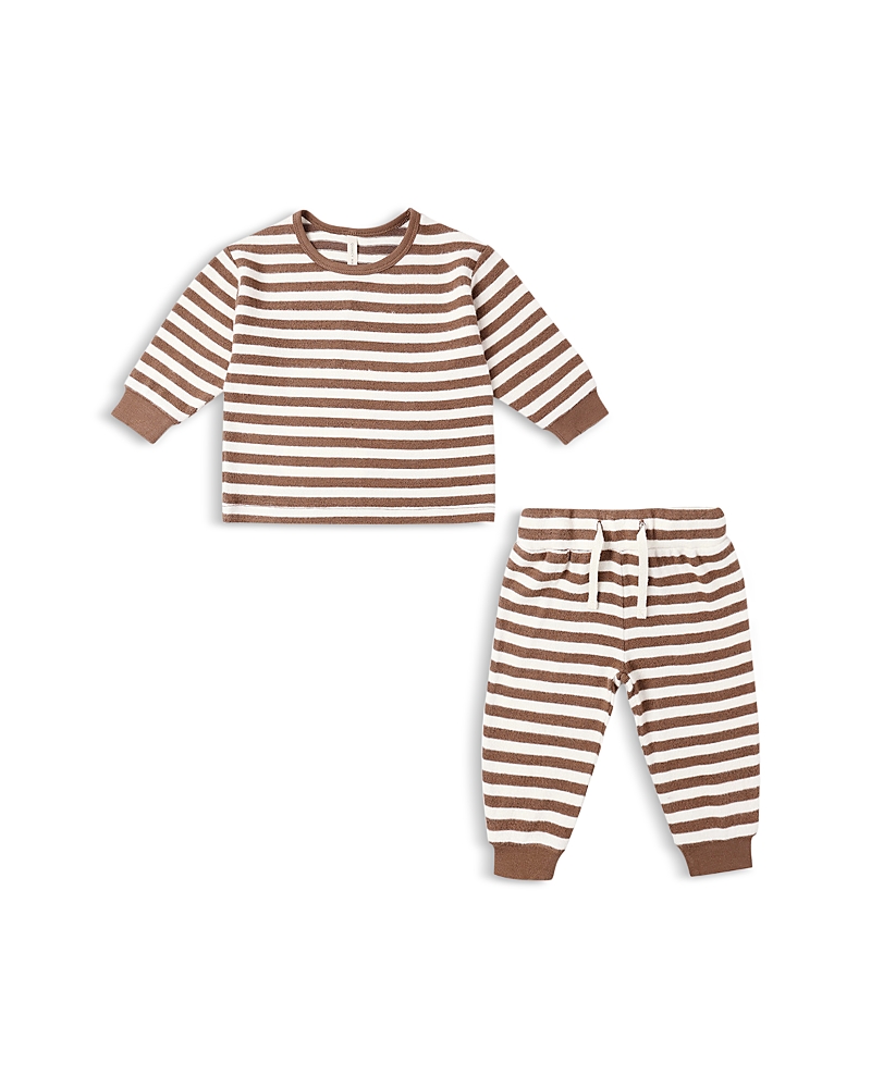 Quincy Mae Boys' Cozy Striped Top & Pants Set - Baby In Brown