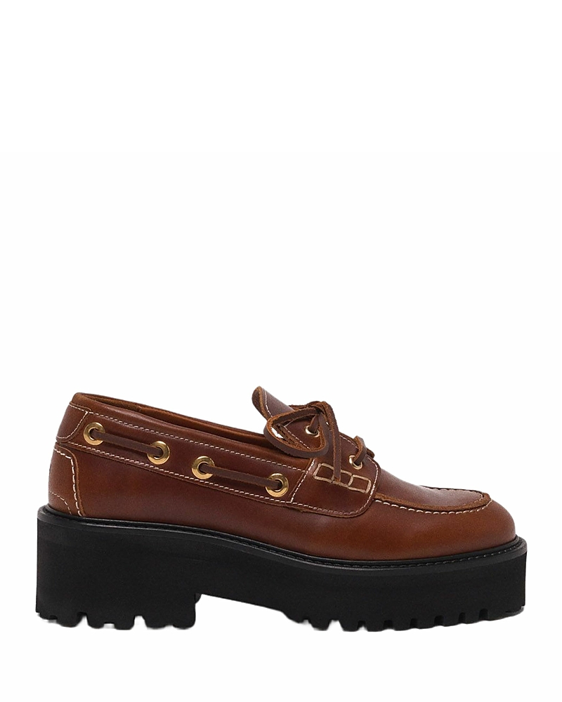 Maje Boat Shoes With Chunky Sole In Brown