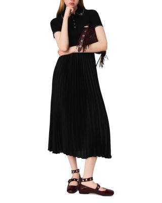 Polo Collar Pleated Maxi Dress