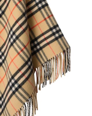 Check Wool Cashmere Cape