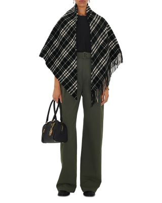 Black and Calico Check Wool Cashmere Cape