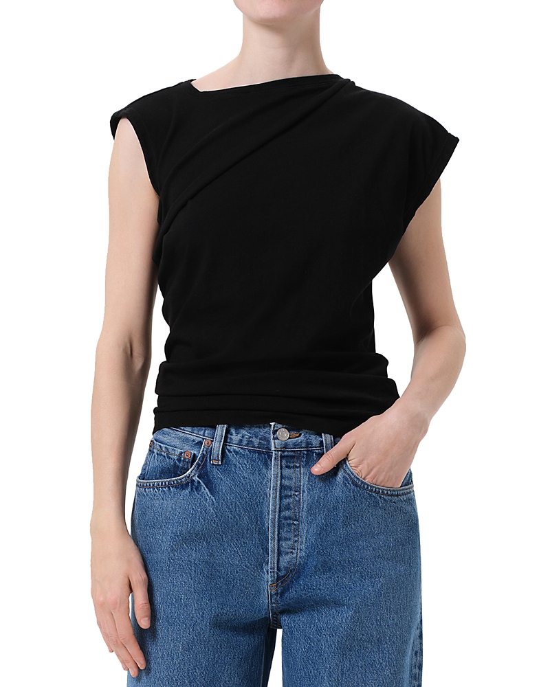 Agolde Beth Asymmetric Tee In Black