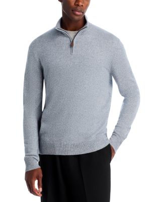 Light Grey Twist Cashmere Quarter-Zip Sweater - Exclusive