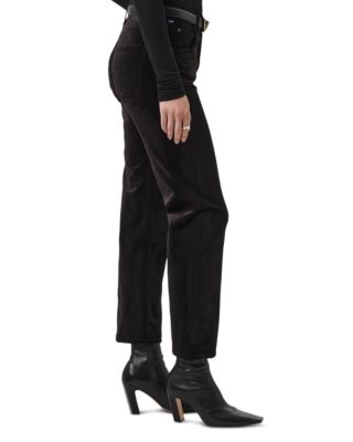 Delfina High Rise Straight Leg Jeans in Black