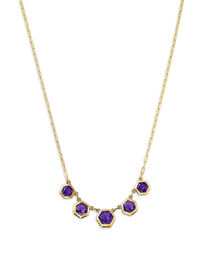 Bloomingdale's Fine Collection Amethyst Five Stone Collar Necklace in 14K Yellow Gold, 16