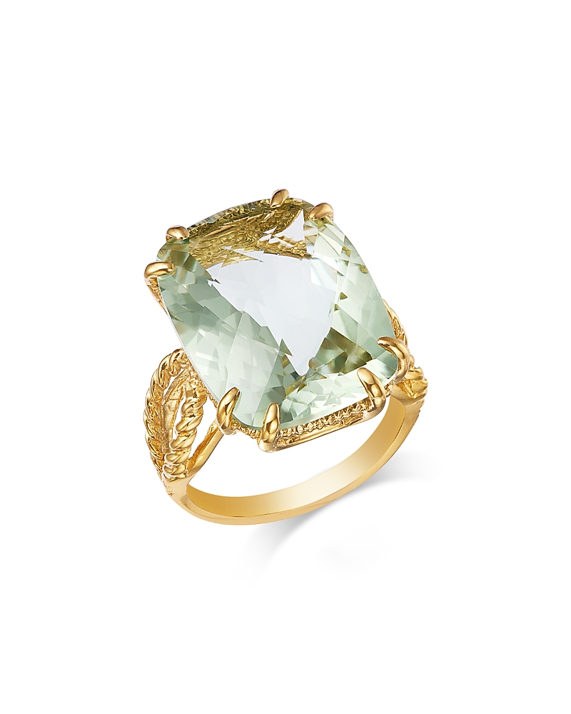 Bloomingdale's Fine Collection Prasiolite Cushion Cut Ring in 14K Yellow Gold