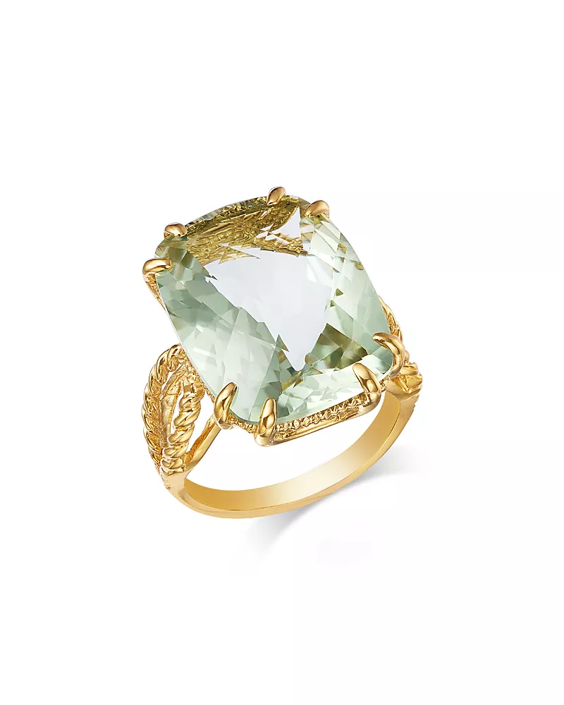 Bloomingdale's Fine Collection Prasiolite Cushion Cut Ring in 14K Yellow Gold