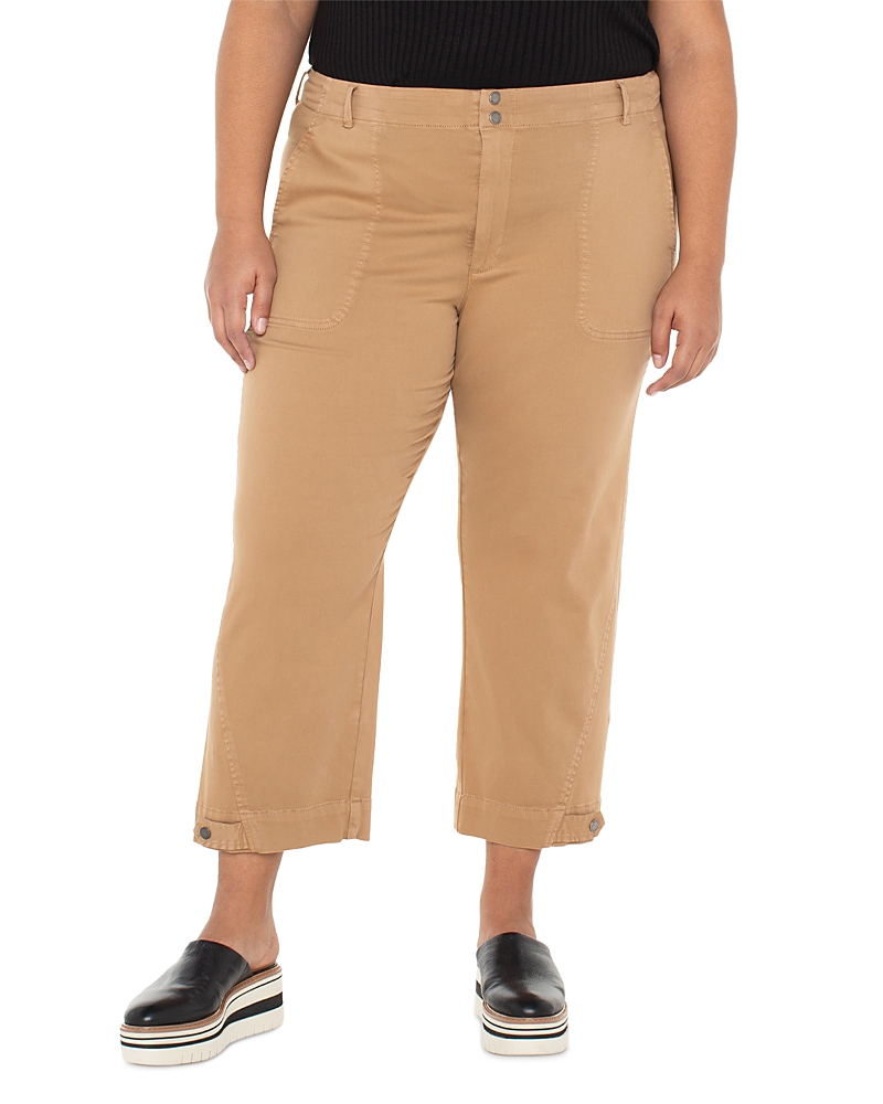Liverpool Los Angeles Plus Utility Cropped Pants In Brown