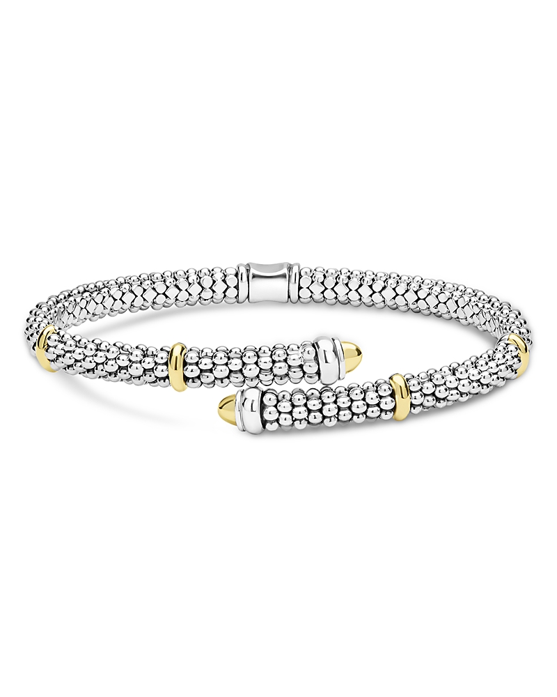 Lagos 2-tone Caviar Versa Bypass Bracelet In Silver