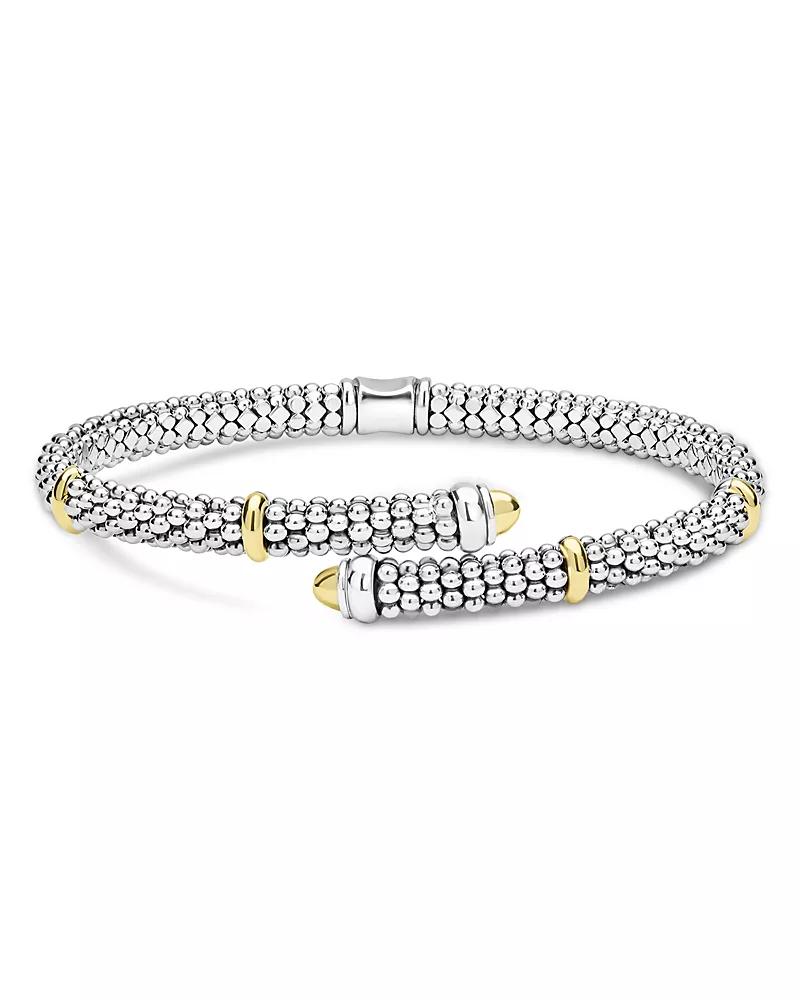 Lagos 18K Yellow Gold & Sterling Silver Signature Caviar Versa Bypass Bracelet