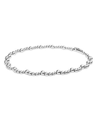 Sterling Silver Caviar Bubbly Scalloped Beaded Collar Necklace, 18"