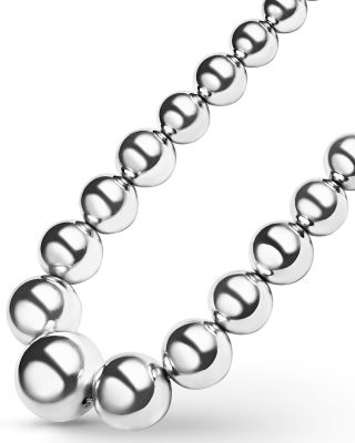 Sterling Silver Caviar Bubbly Graduated Bead Collar Necklace, 18"
