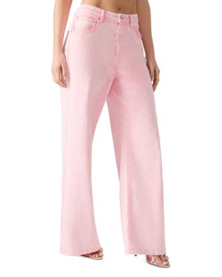 High Rise Wide Leg Jeans in Prism Pink