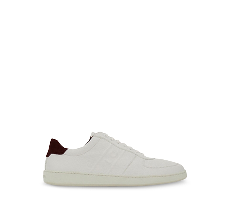 Ferragamo Men White Leather Adam Low-top Sneakers In White