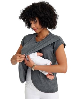 Handy Crossover Short Sleeve Cotton Maternity/Nursing Top