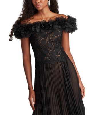 Margaux Off-Shoulder Floral Ruffle Trim Gown