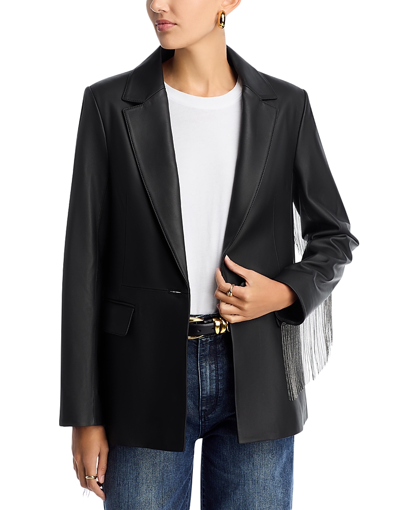 Kobi Halperin Blake Fringe-trim Leather Jacket In Black