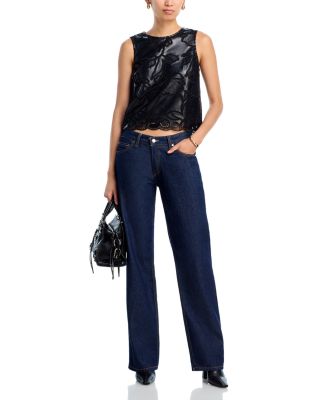 Lace Faux Leather Tank Top - Exclusive