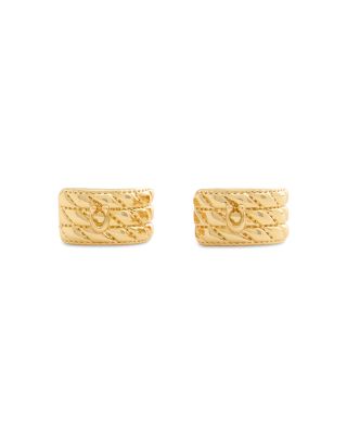 Signature Quilted Heart Huggie Hoop Earrings