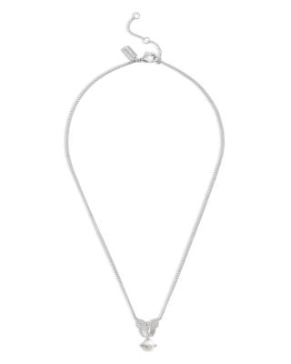 Signature Heritage Butterfly Imitation Pearl Pendant Necklace, 16"-18" 