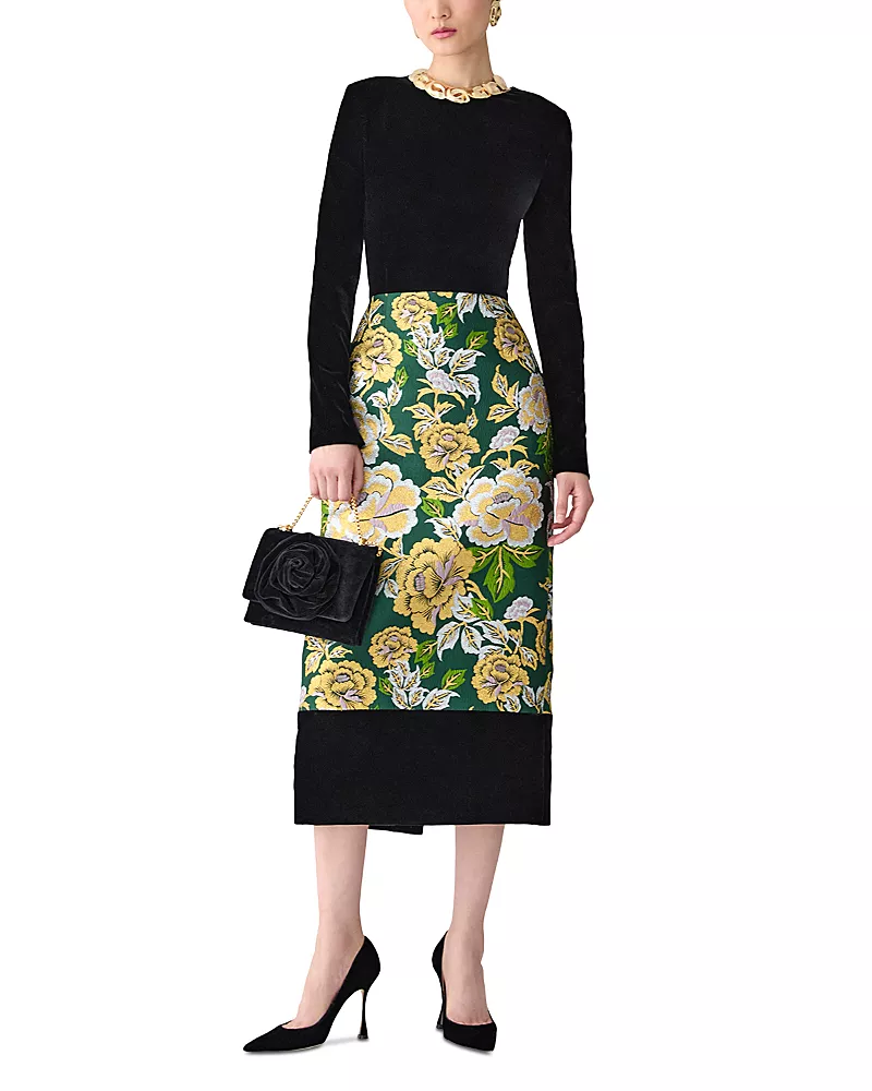 Carolina Herrera Mixed Media Midi Dress