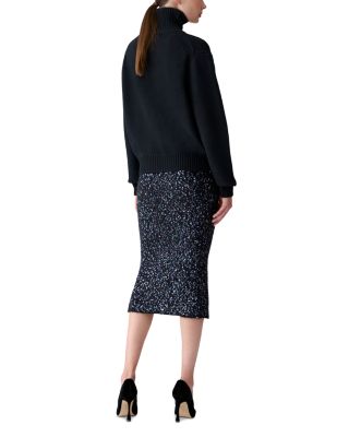 Sequined Floral Turtleneck Sweater