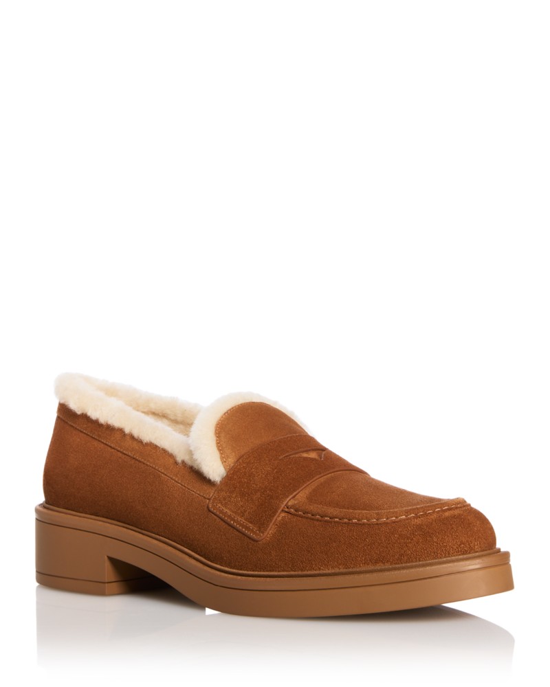 Stuart Weitzman Women's Celia Lite Shearling Lined Loafers in Doe