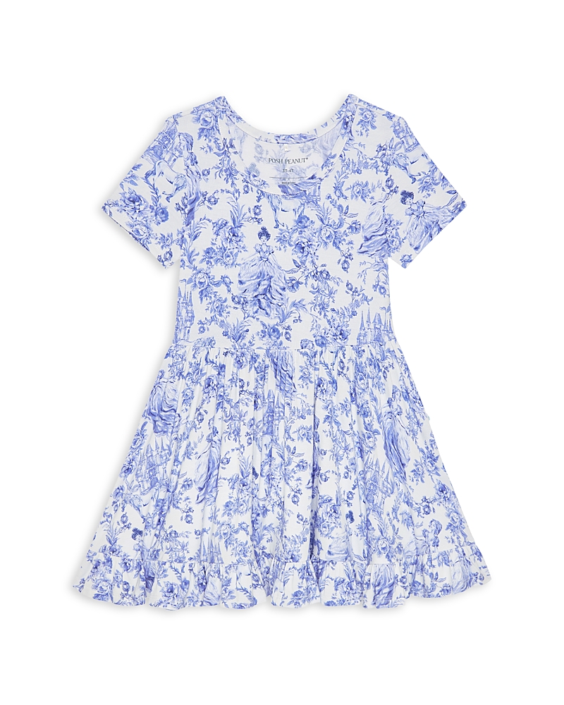 Posh Peanut Girls' Briar Short Sleeve Ruffled Twirl Dress - Little Kid, Big Kid In Blue