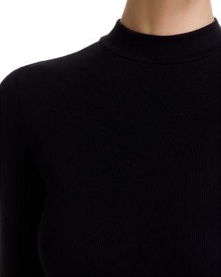Lauryn Mock Neck Rib Long Sleeve Tee