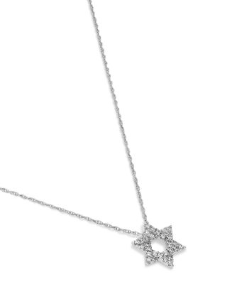 Diamond Star of David Pendant Necklace in 14K White Gold, 0.14 tcw