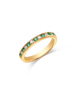 Gemstone & Diamond Channel Set Ring in 14K Yellow Gold