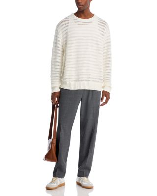 Sheer Striped Crewneck Sweater