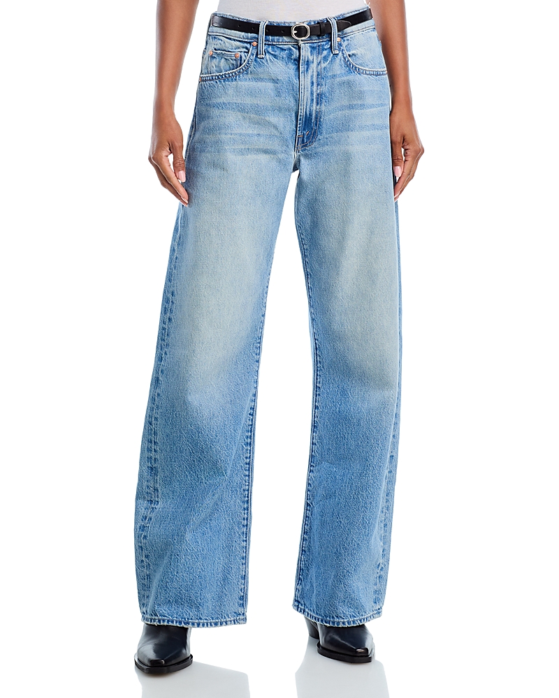 Mother The Fangirl Fatigue Flood High Rise Ankle Jeans In Floral Fur In Blue