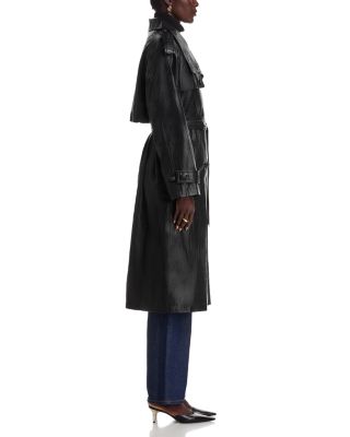 Tony Faux Leather Trench Coat
