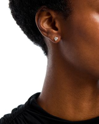 Certified Lab Grown Diamond Heart Bezel Stud Earrings in 14K Yellow Gold, 1.0 tcw