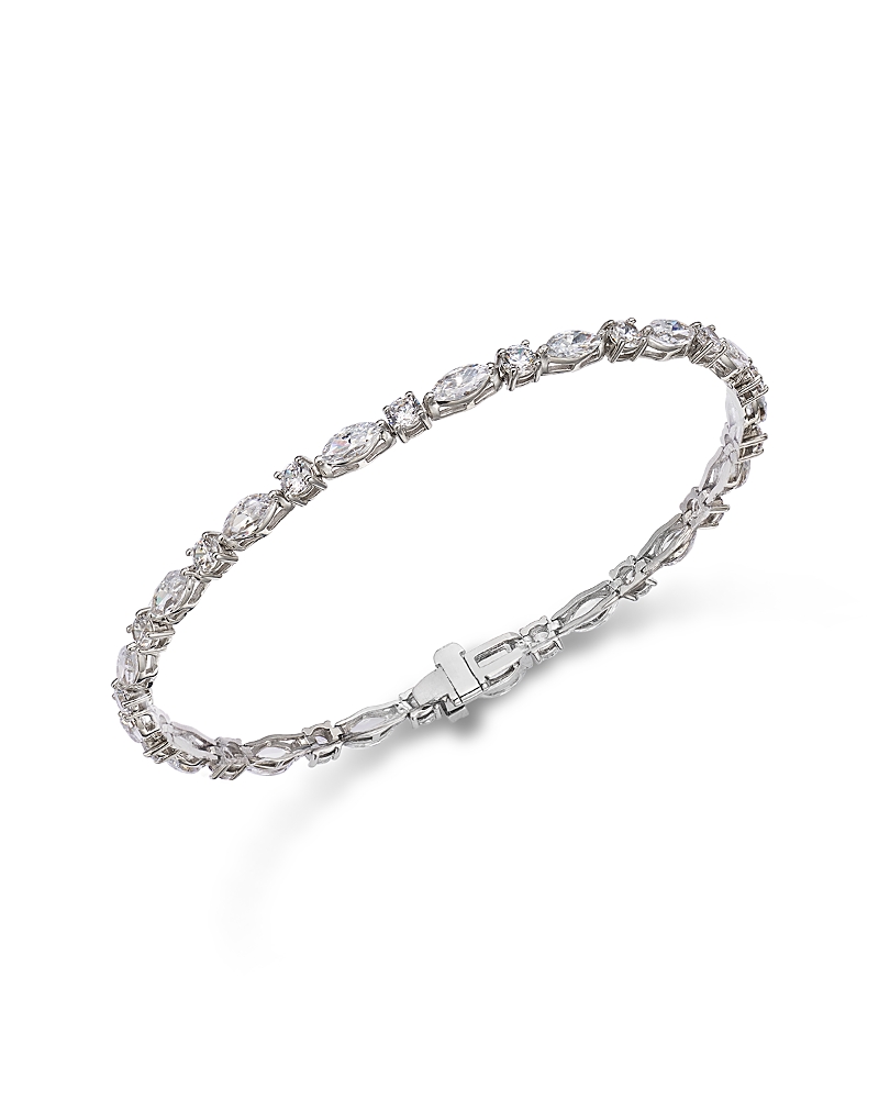 Bloomingdale's Fine Collection Certified Lab Grown Diamond Marquis & Round Tennis Bracelet in 14K White Gold, 5.0 tcw