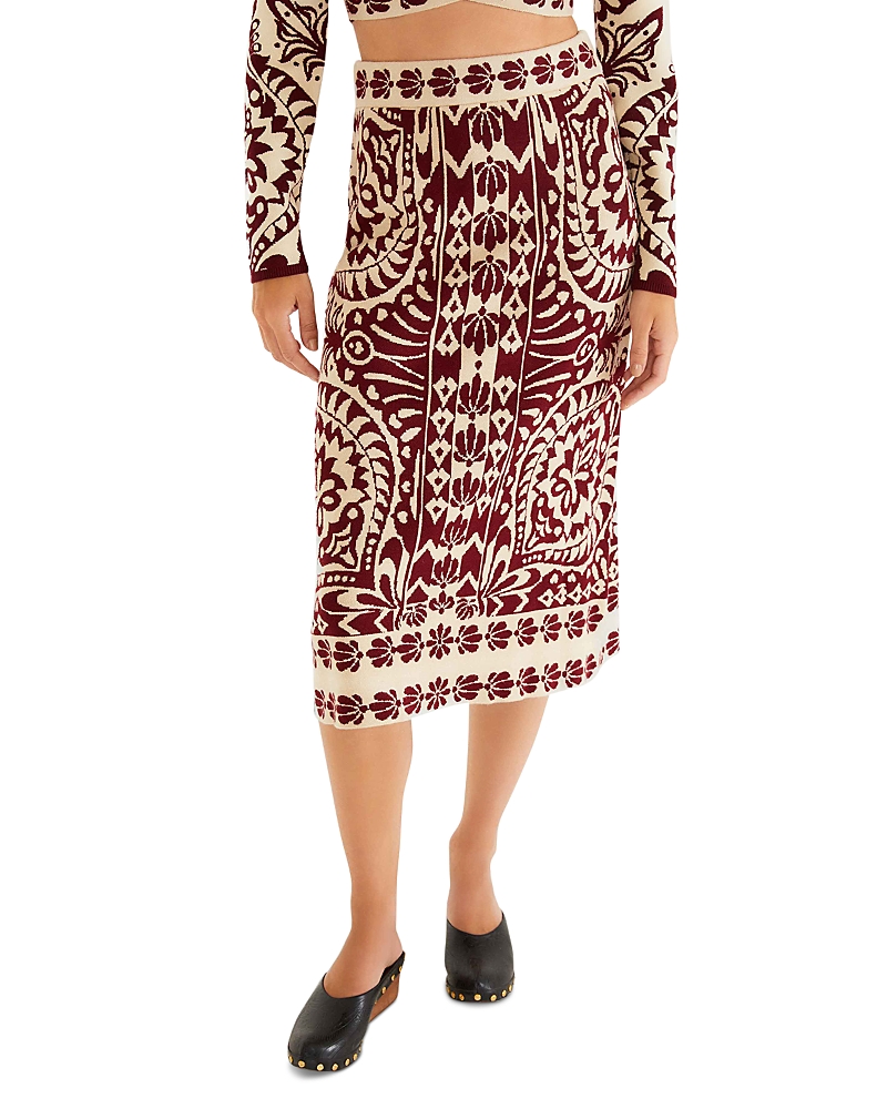 Farm Rio Pineapple Love Knit Midi Skirt In Multi