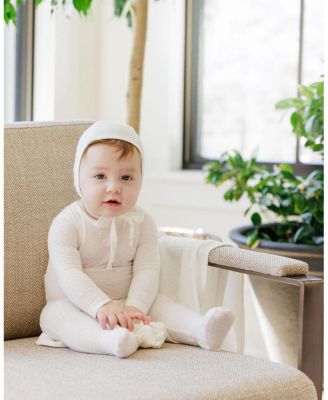  Unisex Heart and Star Button Pointelle Collection - Footie + Bonnet - Baby