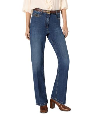 Corine High Rise Slim Flare Leg Jeans in Blue