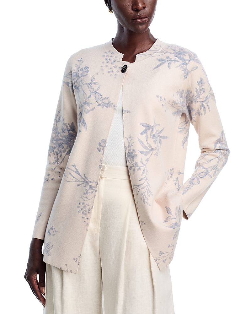Sioni Printed Toggle Long Cardigan In White