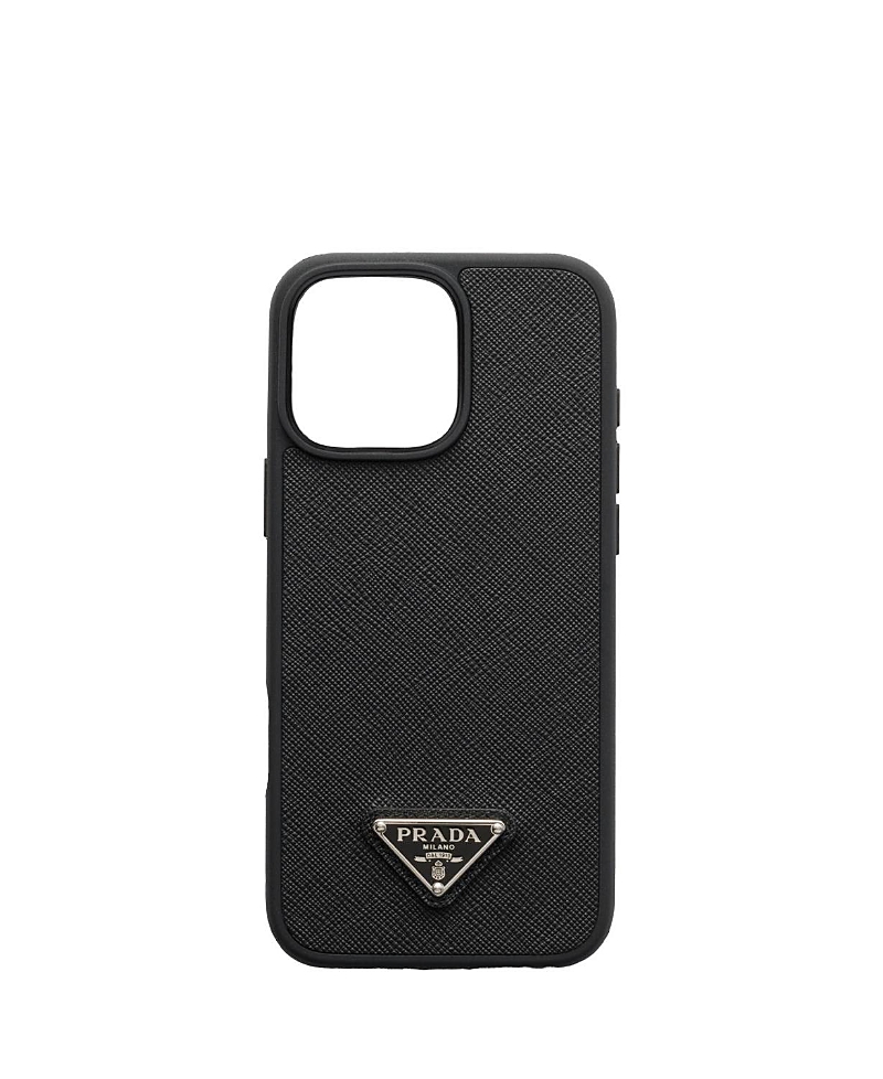Prada Saffiano Leather Case For Iphone 16 Pro Max In Black